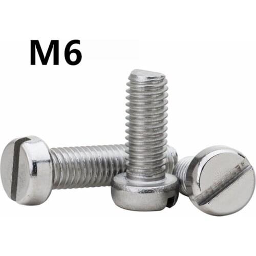 50PCS M6x8/10/12/14/16/18/20/22/25/30/35/40/60mm DIN85 GB67 304 Stainless Steel Slotted Pan Screws Slotted Grooving Screw