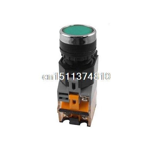 AC 400V 10A 1 NC 1 NO Momentary Push Button Switch Non Lock w 220V Green Light