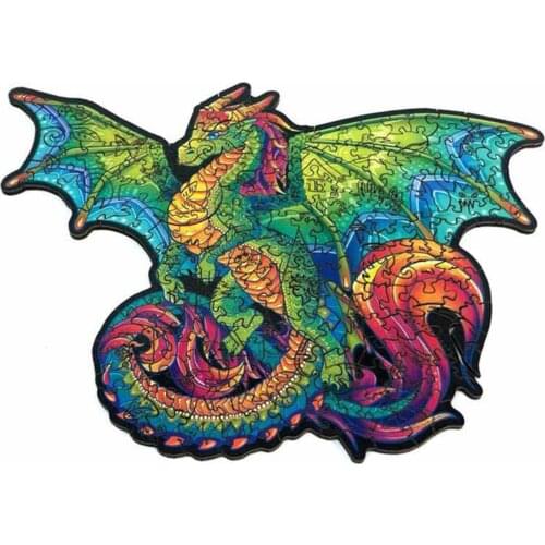3D Animal Shape Wooden Jigsaw Puzzles Mysterious Flying Dragon Puzzle For Adults Kids Home Decoration Toy Gift With Carton Box