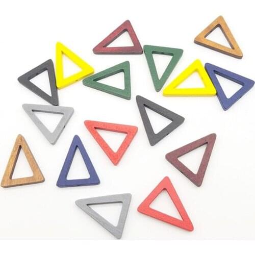 Wood Triangle DIY Loose Beads Fit For Jewelery Accessory Middle hole Beads For Women Earrings Making Parts 32x25mm 10pcs y1246
