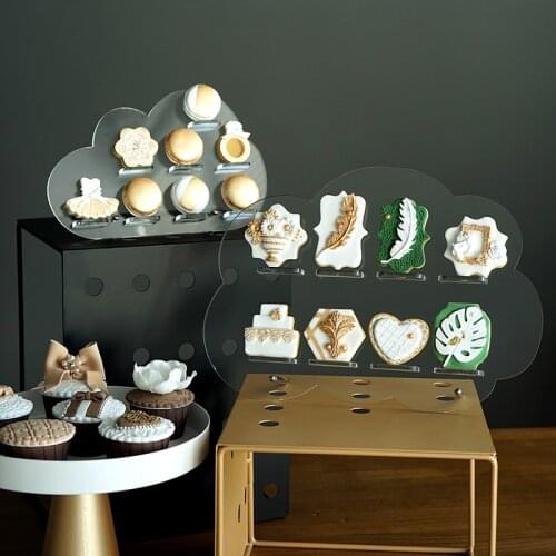 SWEETGO Macaroon holders Transparent Acrylic clouds shape dessert stand 8 blank cake tools cream cookies shelf for wedding