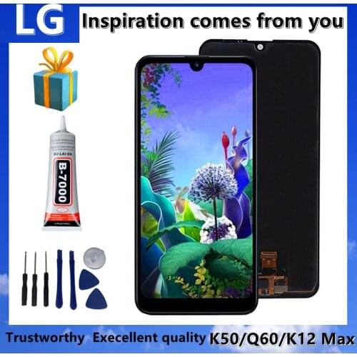 For LG K50/Q60/K12 Max Touch Screen Digitizer Assembly For LG K50 LG Q60 LG K12 Max LM-X525 LMX525BAW LMX525EAW Replace