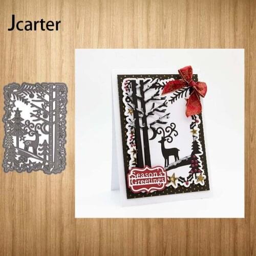 Christmas Tree Elk Background Metal Cutting Dies Scrapbooking Craft Stencil Handmade Tools Make Album Paper Model Decor Template