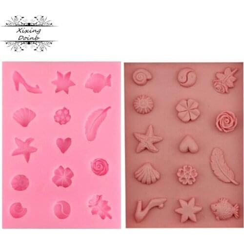 Starfish / fish / shell / Feather / flower shape Chocolate Mold cooking tool silicon mold soft candy decoration tool