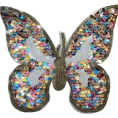 Clothing Women Shirt Top Diy Large Patch Butterfly Color Sequins deal with it T-shirt girls Patches for clothes Animal Stickers