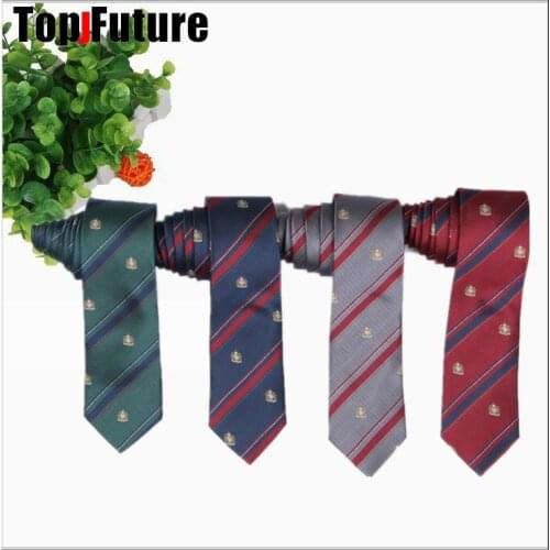 Embroidery silver royal crown Stripe Tie British Japanese School Girls & Boys JK Uniform Neck Tie Students Necktie Cosplay Color