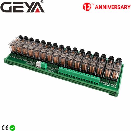 GEYA NGG2R 16 Channel Omron Relay Module with Fuse Protection Omron 12VDC 24VDC Relay PLC 1NO1NC