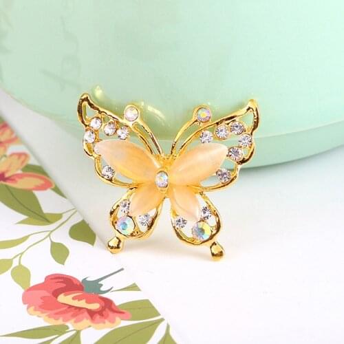Exquisite Cute Ladies Brooch Rhinestone Butterfly Brooches Natural Animals Brooch Pins for Womens Wedding Fashion Jewelry