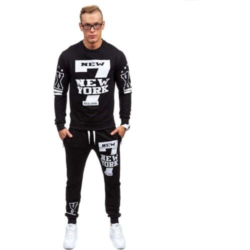 New Men Sets Fashion Autumn Spring Printing Sporting Suit Sweatshirt +Sweatpants Mens Clothing 2 Pieces Sets Slim Tracksuit
