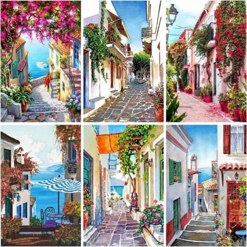 RUOPOTY Paint By Numbers For Adults Street Landscape Oil Painting By Numbers Hand Painted Kit City Seaside Home Decor Art Gift