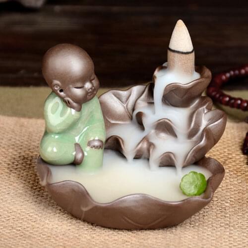 Creative Ge Kiln The Thinking Monk Burner Incense Cones Burner Incense Holder Ceramic Censer Home Decoration Buddism