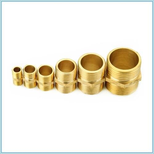 Brass Pipe Fitting Hex Nipple G1/8" 1/4'' 3/8'' 1/2'' 3/4" Metric thread Copper Coupler Connector nipple Male Adaptor