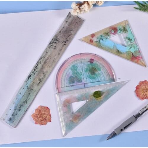 Hot UV Expoxy Resin Silicone Mold Protractor Triangle Ruler Right Angle Ruler DIY Craft Jewelry Making Tools Resin Casting Molds
