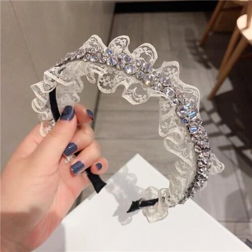 Fashion Hair Hoop For Girls Hair Accessories pearls beads Lace Multicolor Headband Bohemia Style Lady Small Fresh 1pcs