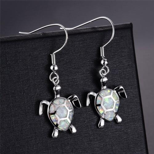 Fashion Cute Turtle Earrings women Fire Opal Drop Earrings Jewelry Female Wedding Birthstone Animal Accessories