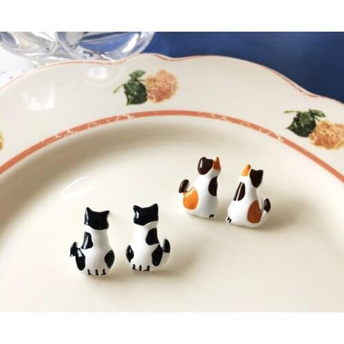 Cartoon cute kitten cute little animal earrings simple oil drop earrings