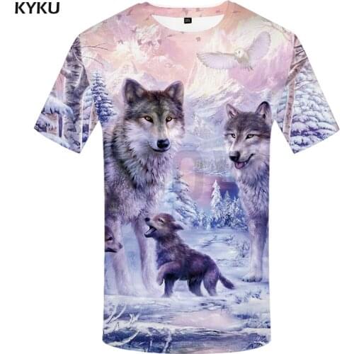 KYKU Brand Wolf Shirt Snow Clothing Jungle T-shirt Funny T shirts 3d Print T shirt Men 2018 Summer Fashion New