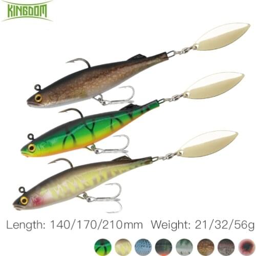 Kingdom Spinter Soft Fishing Lure 140/170/210mm Silicone Sinking Swimabait Spoon On Tail 3D Printing Bait For Trout Pike Fishing