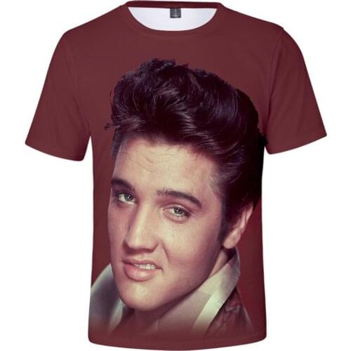 New Elvis Presley 3DT Shirt Mens Womens Comfortable Casual 3D Brown Tops Summer Men and Women Pop Short Sleeve