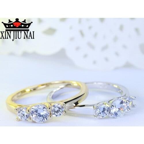 925 Silver Round Shape Color Prong Setting Wedding Rings With Clear CZ Finger diamond Rings For Women Ring Jewelry gold ring