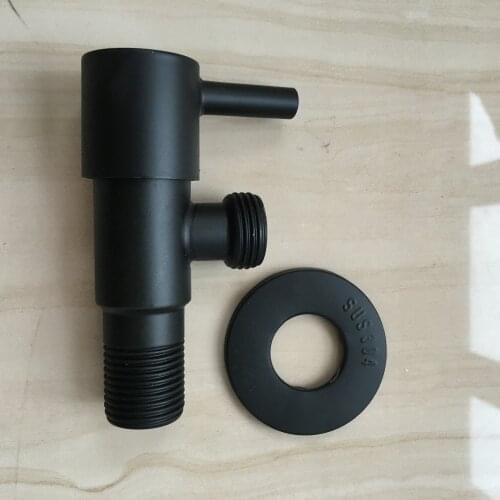 One In One Out Black 304 Stainless Steel Angle Valve G1/2" Water Heater Toilet Inlet Water Stop Valve Faucet Inlet Water Valve