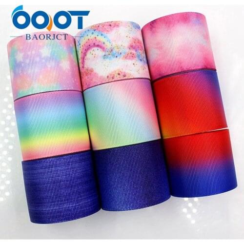 OOOT BAORJCT G-18604-340 38 mm 10 yards Cartoon Colorfu Ribbons Thermal transfer Printed grosgrain Wedding DIY handmade material