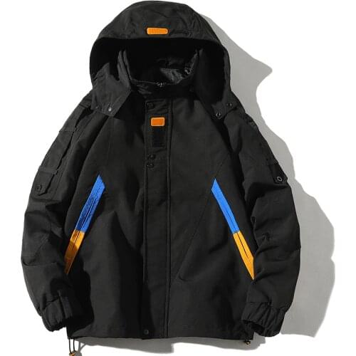 Casual All-match Detachable Hooded Jacket Spring and Autumn Tooling Jacket Plus Size Clothes Men Bomber Jacket