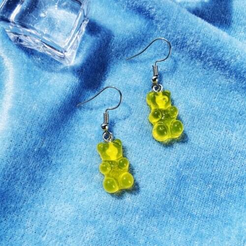 Bear Drop Earring Candy Color Kids Gifts Minimalism Cartoon Design Ear Hooks Danglers Jewelry Fashion Cute Hanging Earring