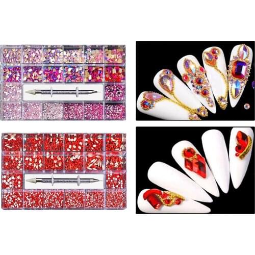 Mixed Nail Art Rhinestones Flat Back Gems Diamonds Beads Jewelrys Making