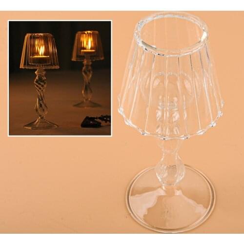 Glass Candlestick Holder Candle Tea Light Container Stand Table Lamp Shape Clear Modern For Wedding Home Decor