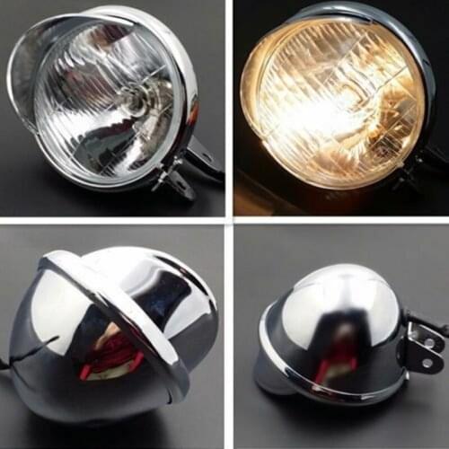 Universal 5.7" High Low Beam Chrome Motorcycle Headlight Lamp Chopper Cafe Racer Cruiser Bobber Chopper Touring Offroad