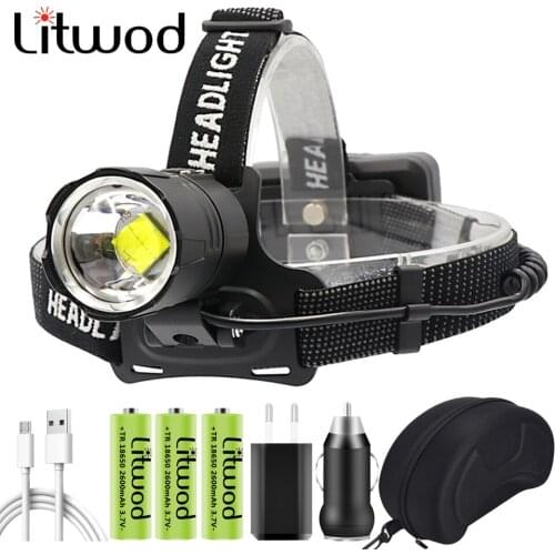 Xhp90.2 Led Zoom Headlamp Headlight Power Bank 3* 18650 Rchargeable Battery 7800mah XHP70.2 Head Lamp Flashlight Torch Litwod