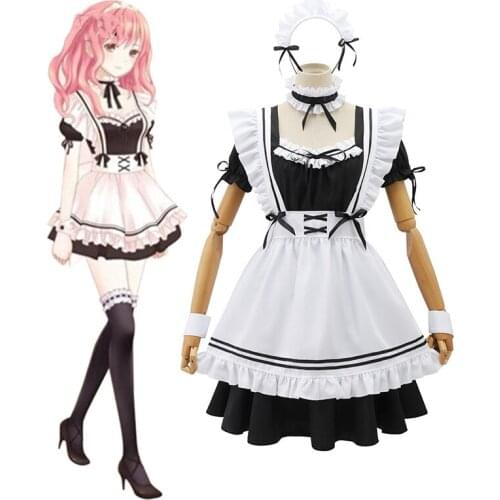 Japanese Lolita Costume For Girls Sexy Maid Outfit Women Anime Cosplay Dress Medieval Vinatge Fancy Role Play