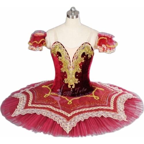 Women burgundy red classical ballet tutus adult profesional ballet tutu costumes ballet dress pancake platter performance tutus