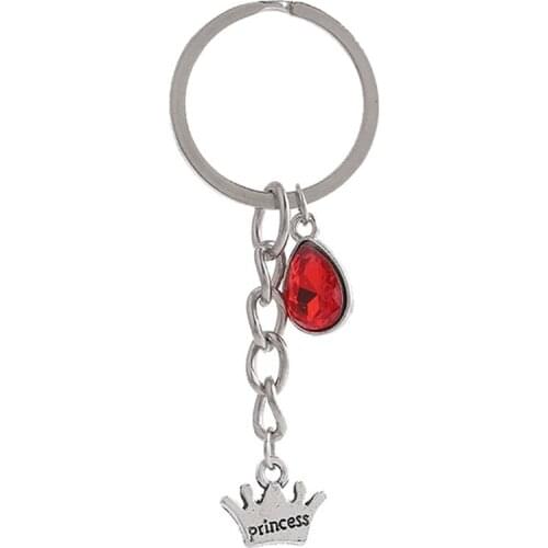 1PCS Women/Mens Fashion Crown princess Charm 25mm Keychain Key Rings Alloy Charms Gifts 20 Colors You Choose