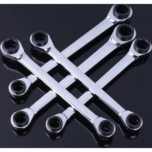 1 Pc Bidirectional 4 In 1 Ratchet Wrench Tools Kit for Car 8-24mm Multi-functional Ratchet Spanner Universal Heads Key Wrench