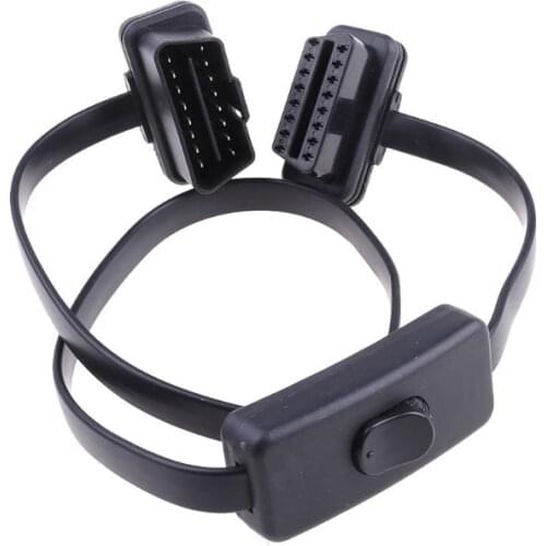 16 Pin OBD2 OBDII Auto Car Extension Cable With Switch Type Adapter Connector 1XCF