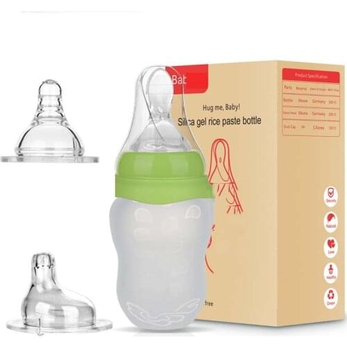 180ML 2in1 Baby Feeding Spoon Silicone Baby Feeding Bottle Baby Medicine Cereal Juice Feeding Kids Nursing Bottles 2ps Nibbler