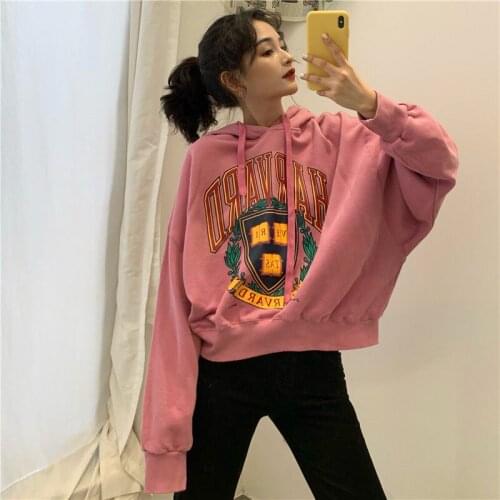 2020 Short Women Sweatshirt Thin Section Letter Printing Drawstring Hedging Hoodies Spring Autumn Loose Fashion Ladies Clothes