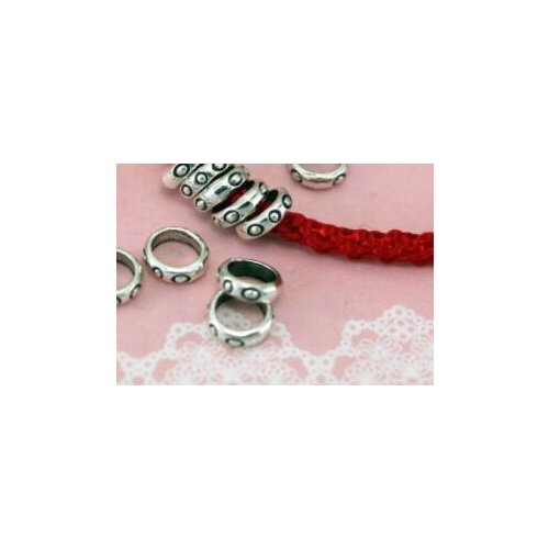 50Pcs/lot Tibetan Silver Metal big hole Beads Spacer Beads for Jewelry Making DIY Charm Bracelet 8mm