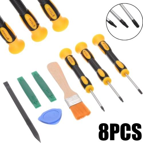 8Pcs Screwdriver Prying Tool Kit Torx T8 T6 T10 Screwdriver Prying Tool Kit Phone Repair Tool + Brush For Xbox One 360 PS3 PS4