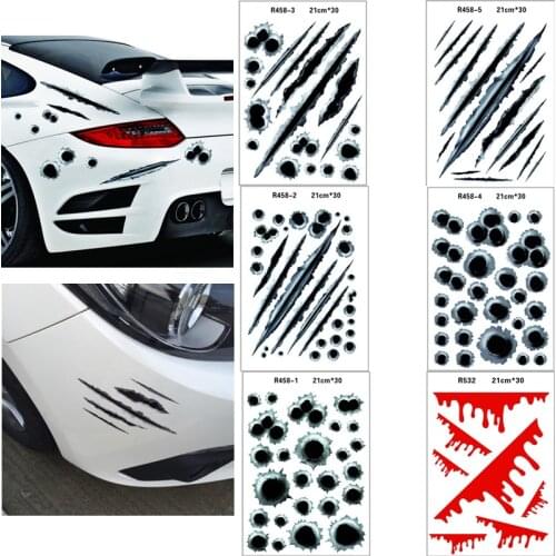 Car Sticker Cracking Simulation Bullet Hole Scratch Car Sticker Waterproof Stickers For Wall On The Funny Hot Sale