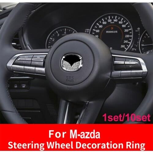 Car Styling Silvery Diamond Car Steering Wheel Ring Stickers Decoration Rhinestone for 2 3 6 -CX7 8 Car Accessories Decal Label