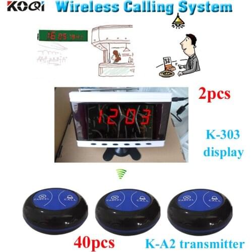 Wireless pager calling system K-303 4-digit screen with K-A2 2-key button (2 receivers 40 bells)