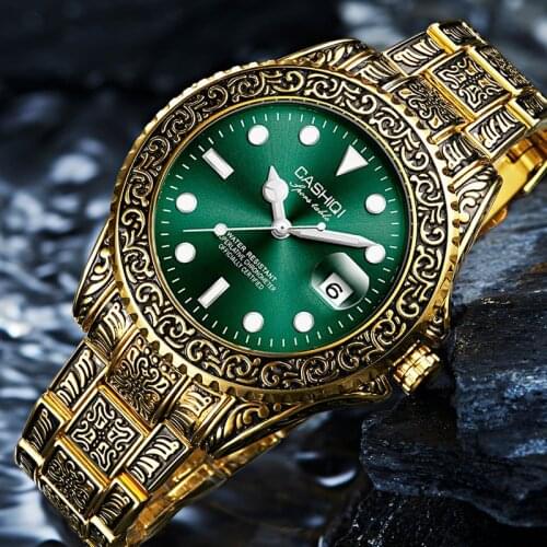 New Retro Classic Mens Automatic Mechanical Watches Fashion Carved Calendar Waterproof Wristwatch Male Clock Relogio Masculino