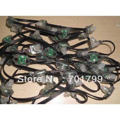 DC12V WS2811 chip,full color led smart pixel node,100pcs a string,with all black cable;injection molding type