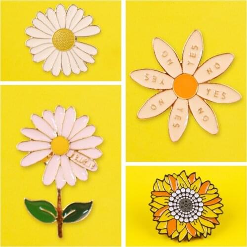 Flower Badge On Clothes Daisy Brooch Pins Fashion Enamel Pins Brooch Clothing Backpack Buckle Brooch Gift Jewelry Accessories