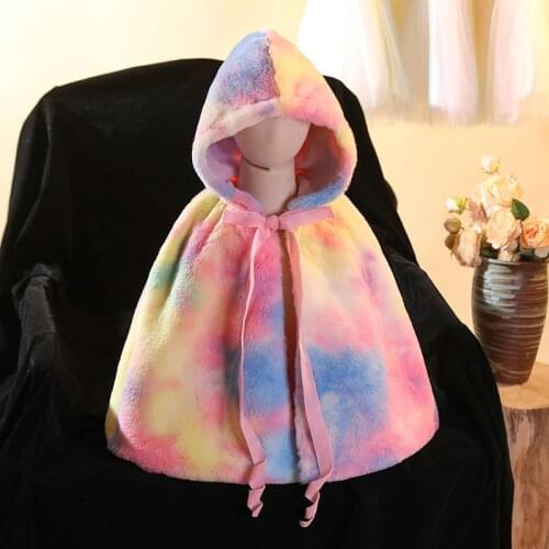 Children Christmas Hooded Shawl Gradient 2021 Autumn Winter New Keep Warm Girls Party Dresses Princess Dresses Shawl 3-12 Years
