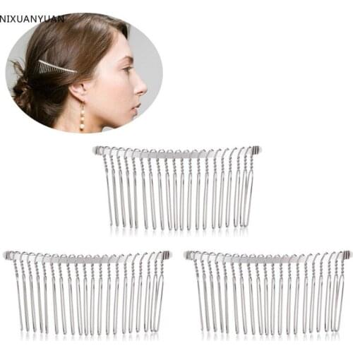 DIY Blank Metal Hair Clips Wedding Veil Side Comb 20 Teeth Bridal Hair Accessories