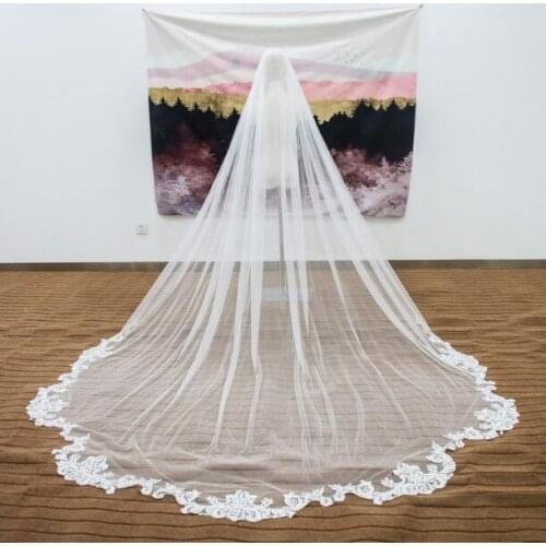 Vintage Wedding Veil,Cathedral Veil with Comb,Long Bridal Veil Soft Tulle Veil Ivory Chapel Length Veil,special cut veil,costume